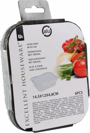 Aluminiumsform  med lokk 14,5x12x5 cm 6 pk. (Innerkartong 12 stk)