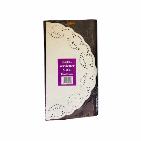 Kakeservietter rund 36 cm 5 pk. (Innerkartong 10 stk)