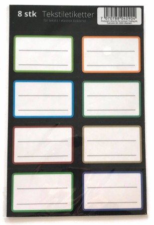 Tekstiletiketter Sort 8 pk. (Innerkartong 24 stk)