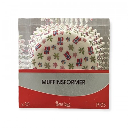 Muffinsformer med norske flagg 30stk (Innerkartong 6 stk)