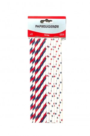 Sugerør norske farger 12pk (Innerkartong 12 stk)